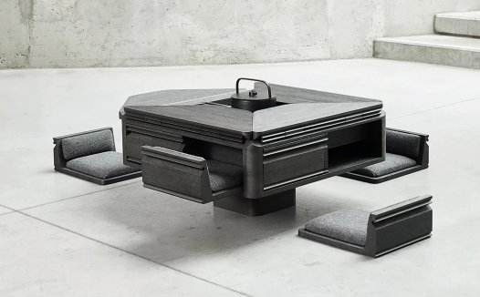 抽屉式木桌茶台